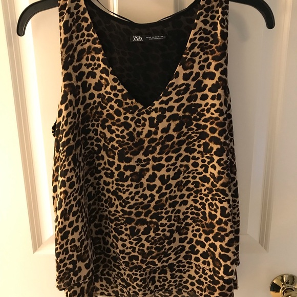Zara | Tops | Zara Animal Print Sleeveless 3 Tier Blouse Xs | Poshmark